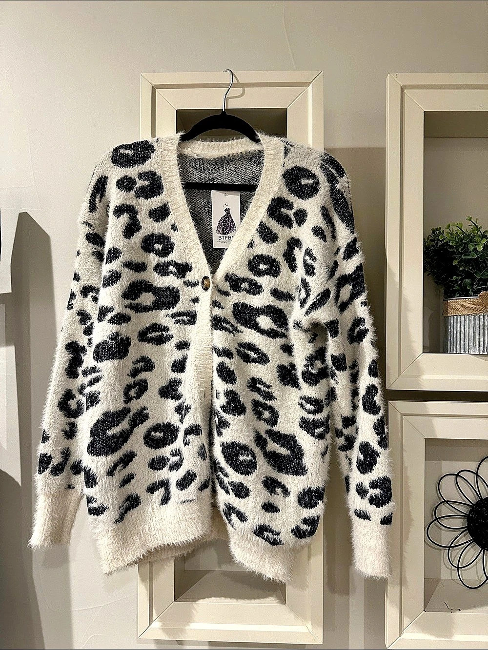 BTFBM Leopard Print Long Sleeve Open Front Cardigan Sweater Cardigan Sweater